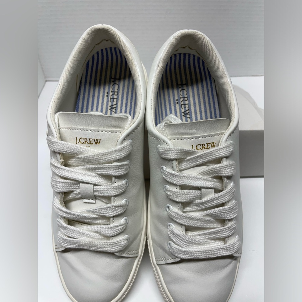 J. Crew Women's White Low-Top Leather Sneakers - Picture 2 of 7